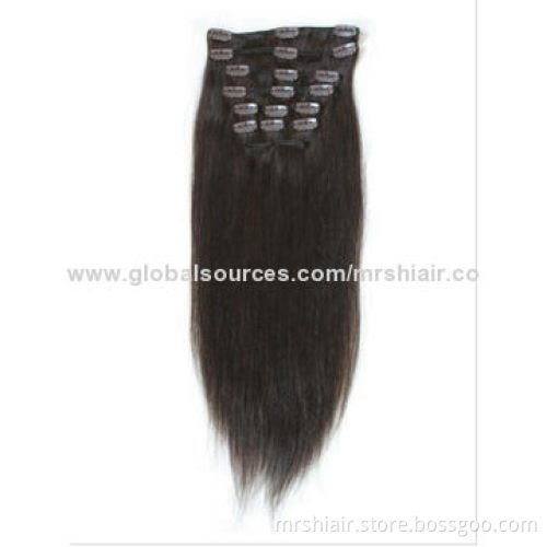 24-Inch dark color silky straight cheap 100g/pc 100% human hair clip in hair extensions